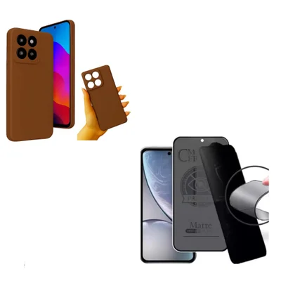 Película Fosca Privativa Moto Edge 60 Pro + Capinha Silicone Case Aveludada Marrom