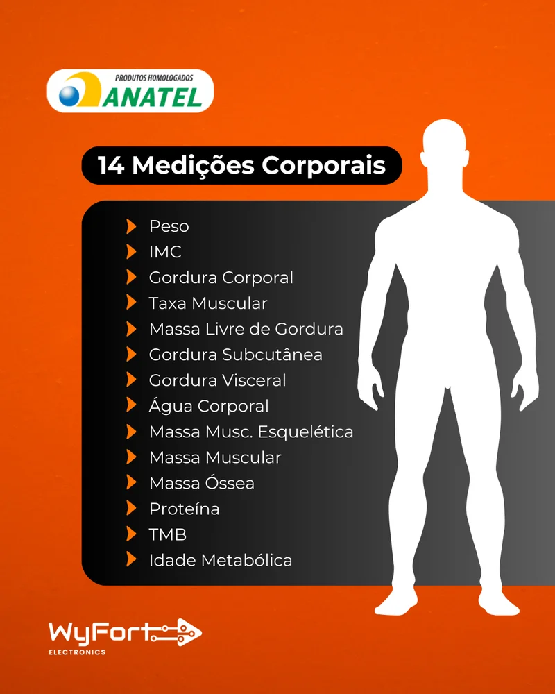 Imagem 2 de 5 do produto Balança Digital Corporal Bioimpedância Smart App Wyfort Electronics WF06