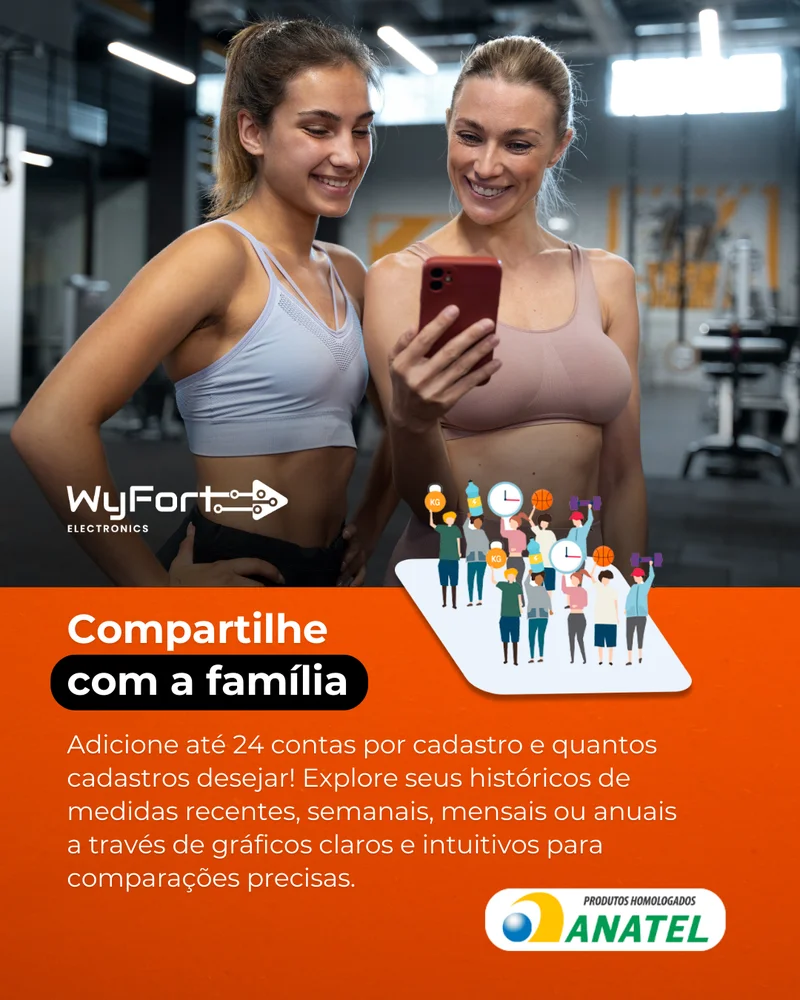Imagem 4 de 5 do produto Balança Digital Corporal Bioimpedância Smart App Wyfort Electronics WF06