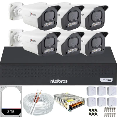 Kit 6 Câmeras Full Color C/áudio Dvr Intelbras 8 Canais 2TB