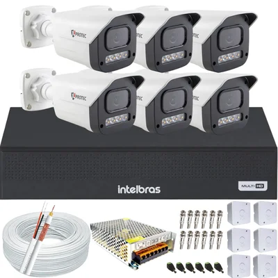 Kit 6 Câmeras Full Color C/áudio Dvr Intelbras 8 Canais S/hd