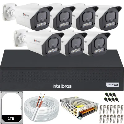 Kit 7 Câmeras Full Color C/áudio Dvr Intelbras 8 Canais 1TB