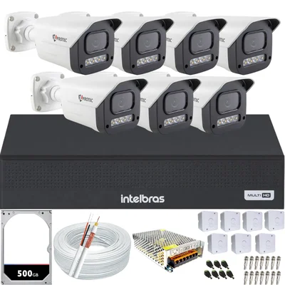 Kit 7 Câmeras Full Color C/áudio Dvr Intelbras 8 Canais 500gb