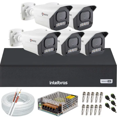Kit 5 Câmeras Full Color C/áudio Dvr Intelbras 8 Canais S/hd