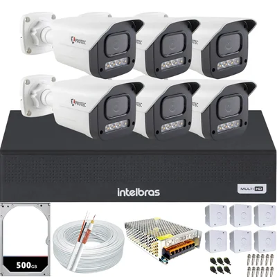 Kit 6 Câmeras Full Color C/áudio Dvr Intelbras 8 Canais 500gb