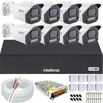Kit 8 Câmeras Full Color C/áudio Dvr Intelbras 8 Canais S/hd