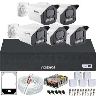 Kit 5 Câmeras Full Color C/áudio Dvr Intelbras 8 Canais 1TB