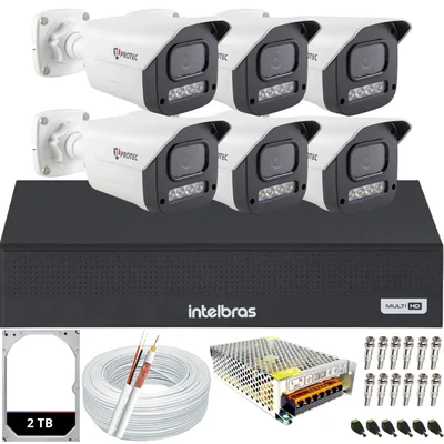Kit 6 Câmeras Full Color C/áudio Dvr Intelbras 8 Canais 2TB