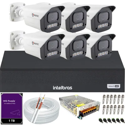 Kit 6 Câmeras Full Color C/áudio Dvr Intelbras 8ch 1TB Purple