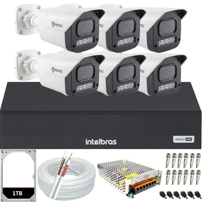 Kit 6 Câmeras Full Color C/áudio Dvr Intelbras 8 Canais 1TB