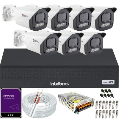 Kit 7 Câmeras Full Color C/áudio Dvr Intelbras 8ch 2TB Purple