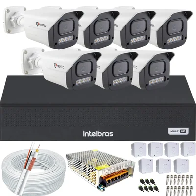 Kit 7 Câmeras Full Color C/áudio Dvr Intelbras 8 Canais S/hd