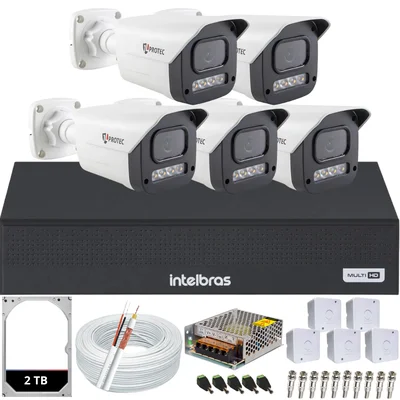 Kit 5 Câmeras Full Color C/áudio Dvr Intelbras 8 Canais 2TB