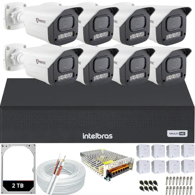 Kit 8 Câmeras Full Color C/áudio Dvr Intelbras 8ch 2TB