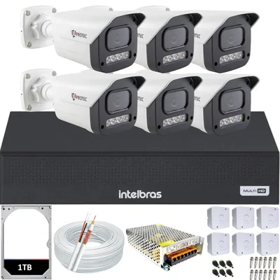 Kit 6 Câmeras Full Color C/áudio Dvr Intelbras 8 Canais 1TB