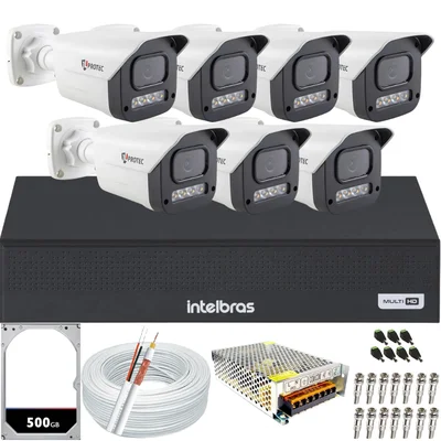 Kit 7 Câmeras Full Color C/áudio Dvr Intelbras 8 Canais 500gb