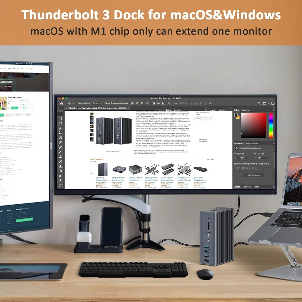 Imagem 3 de 5 do produto Dock Station 16 Em 1 Usb-c Thunderbolt 3 40gbps Macbook Pro