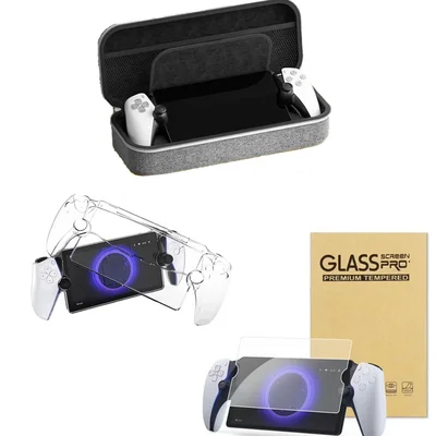 Case Ps5 Portal Cinza + Película Vidro + Capa Acrílico