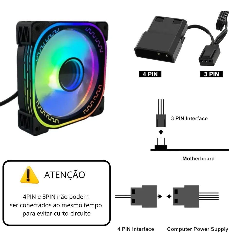 Cooler Fan Gabinete 120mm Preto LED RGB Cl-160p 5