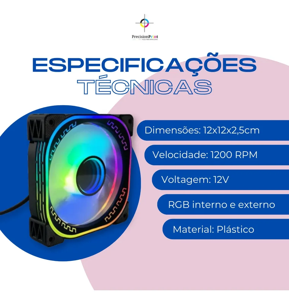 Cooler Fan Gabinete 120mm Preto LED RGB Cl-160p 6