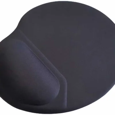 Mouse Pad Ergonômico Tecido Preto -sem Impressão- Formato Gota 22,5x26,5cm-silicone Gel