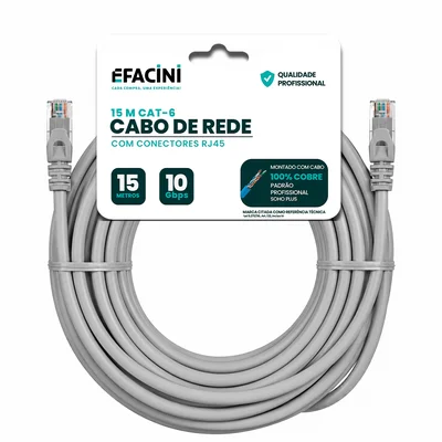 Cabo De Rede Efacini Cat6 Ef-Connect 100% Cobre, Anatel 15 Metros