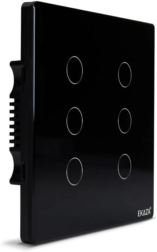 Imagem 2 de 5 do produto Interruptor Inteligente 6 Botões  4x4 Zigbee Preto Google Home  Alexa Ekaza Ekat-t3074-6pz