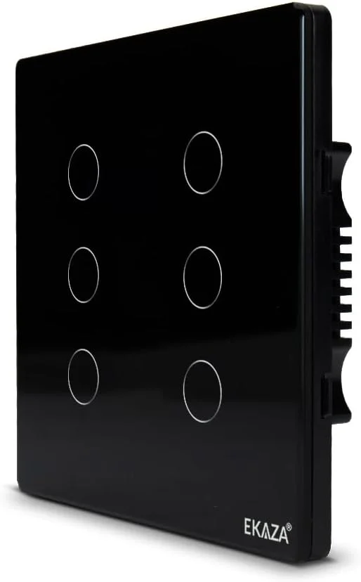 Imagem 4 de 5 do produto Interruptor Inteligente 6 Botões  4x4 Zigbee Preto Google Home  Alexa Ekaza Ekat-t3074-6pz