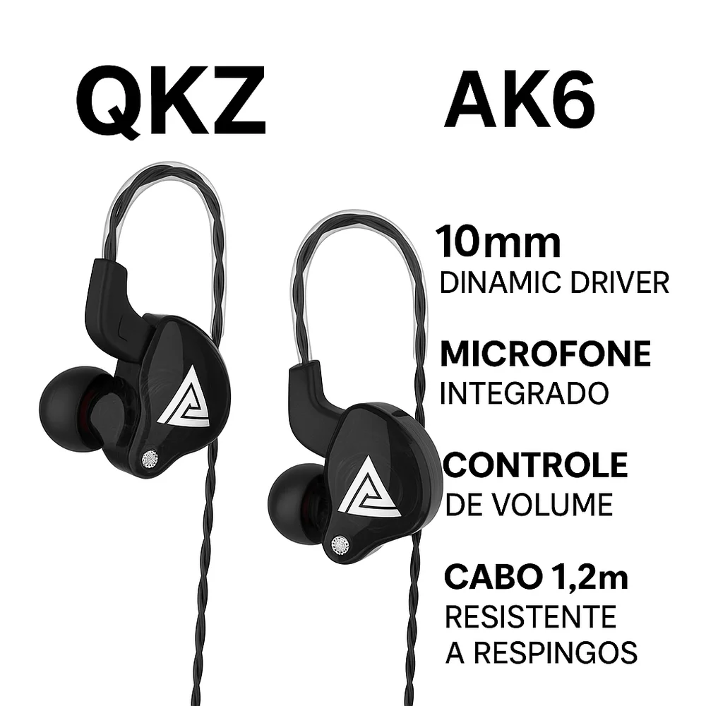 Imagem 3 de 5 do produto Fones Ouvido Graves Musicas Alto Conforto E Qualidade Qkz Bk