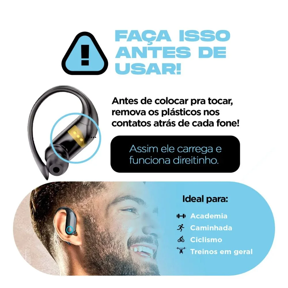 Fone De Ouvido Bluetooth Sem Fio Tws Esportivo Compatível 7