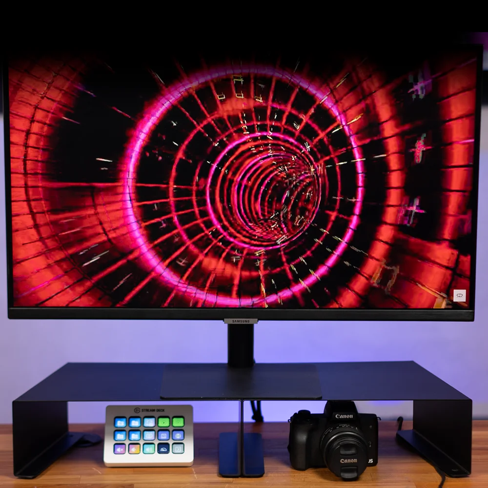 Imagem 2 de 5 do produto Suporte Monitor Duplo Gamer Ergonômico Preto Fosco 0757