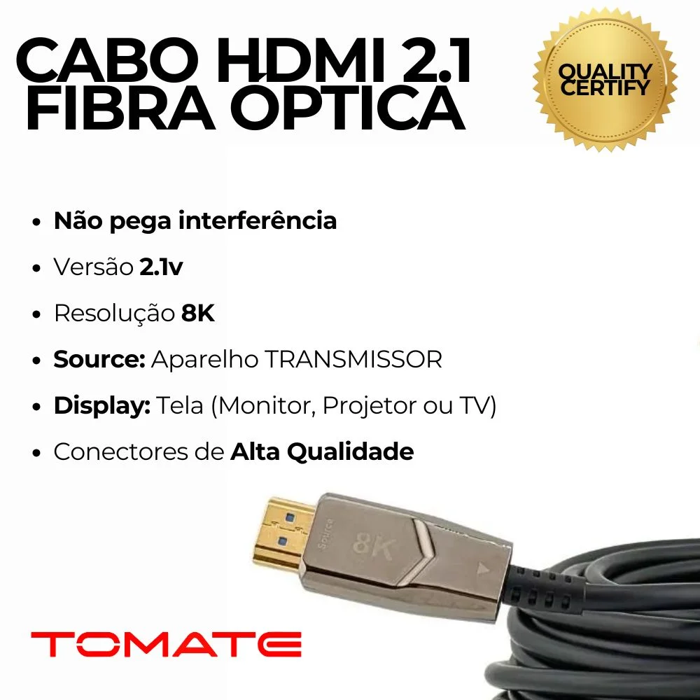 Imagem 4 de 5 do produto Cabo HDMI 2.1 20 Metros Fibra Óptica 8k Ultra Hd