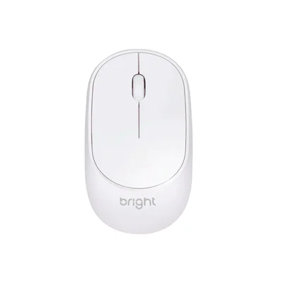 Mouse Bright Sem Fio Ergonomico 1000 Dpi Ms001 Branco