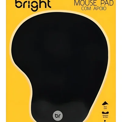 Mouse Pad Espuma Bright Ergonômico Com Apoio Alta Qualidade Cor Preto