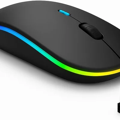 Mouse Sem Fio Recarregável Wireless Bluetooth Optico LED RGB Colorido Ergonômico Usb 2.4 Ghz Notebook Computador PC Desktop