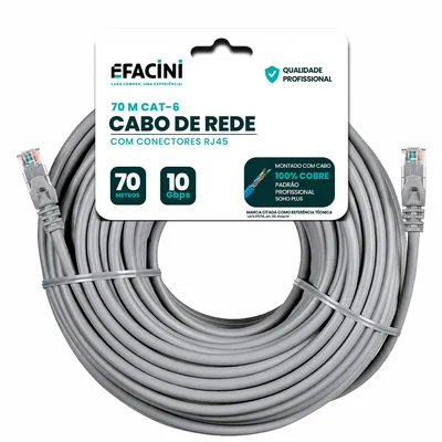 Cabo De Rede Efacini Cat6 Ef-Connect 100% Cobre, Anatel 70 Metros