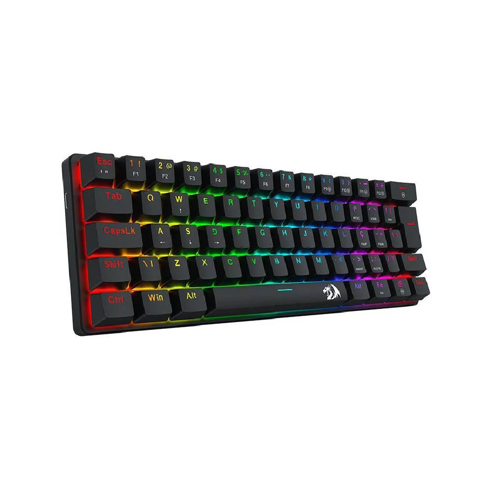 Imagem 3 de 5 do produto Teclado Mecânico Gamer Redragon Jax Switch Marrom Rainbow Usb Preto