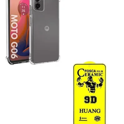 Capa Capinha Anti Shock Tpu + Película Cerâmica Fosca Para Moto G06