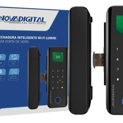 Fechadura Inteligente Wi-fi Smart Porta De Vidro Novadigital Preto