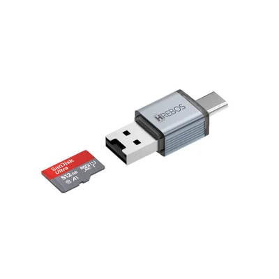 Adaptador 2 Em 1 Usb + Tipo-c Para Cartão De Memória Hrebos Modelo Ad-239 480mbps