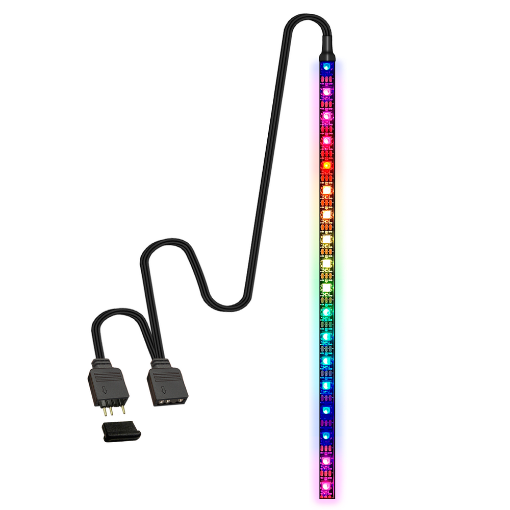 Fita de Led ARGB, Para Gabinete, 1m (100cm), 5v 3 Pinos, 60 Leds, Resistente à água IP65, Tamanho ajustável, Fixação Adesiva