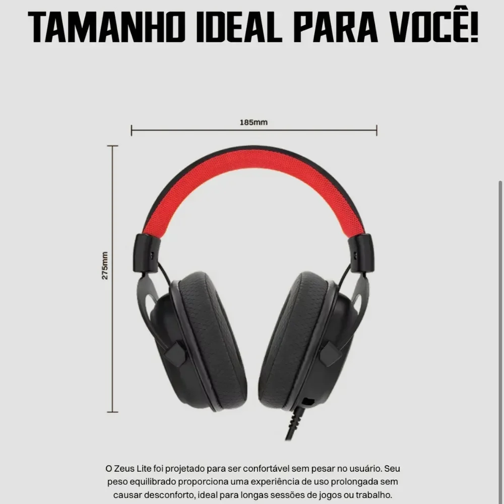 Headset Gamer Redragon Som Claro Mic Com LED Headset Gamer Redragon Som Claro Mic Com LED