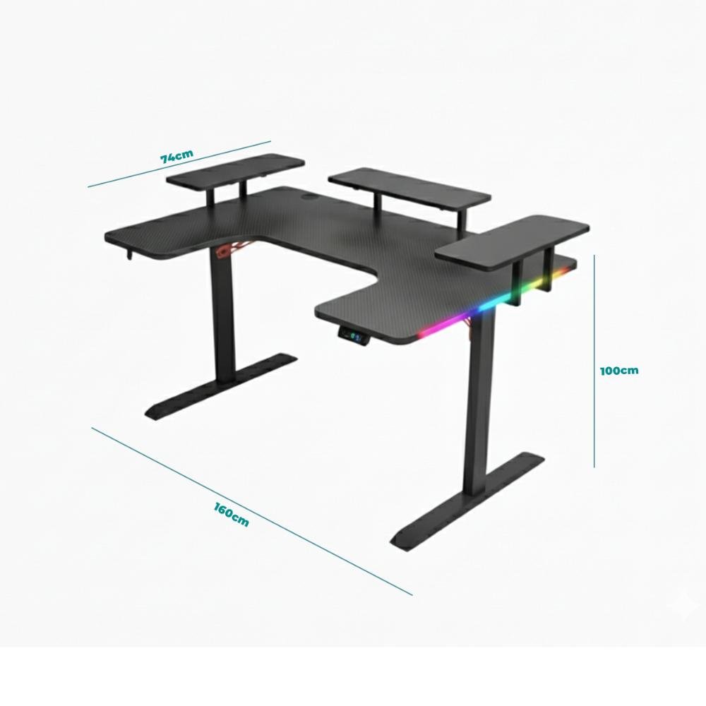 Mesa Gaming RGB Espaçosa Design Moderno Porta Copo