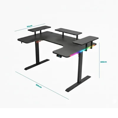 Mesa Gaming RGB Espaçosa Design Moderno Porta Copo