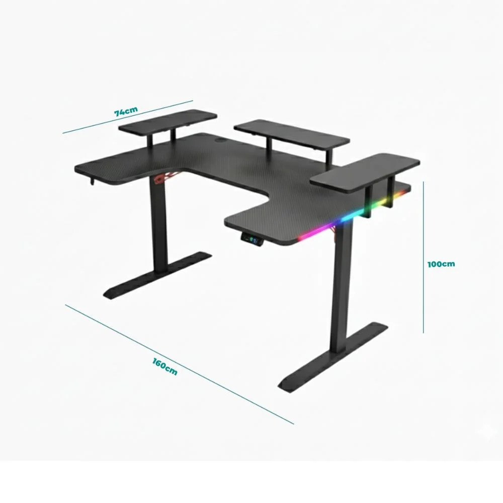 Mesa Gaming RGB Espaçosa Design Moderno Porta Copo