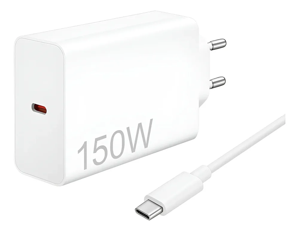 Carregador De Celular Turbo Branco 150w Com Cabo Tipo C Branco