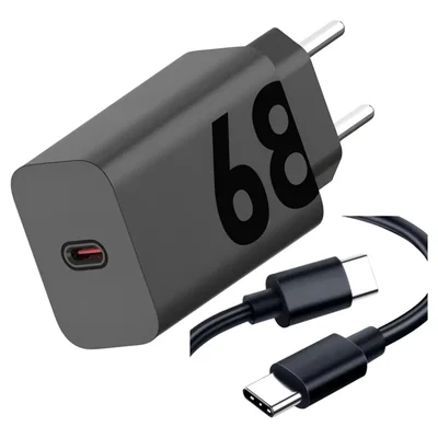 Carregador Rápido Para Motorola Xiaomi Turbo Power 68w Usb-c Preto