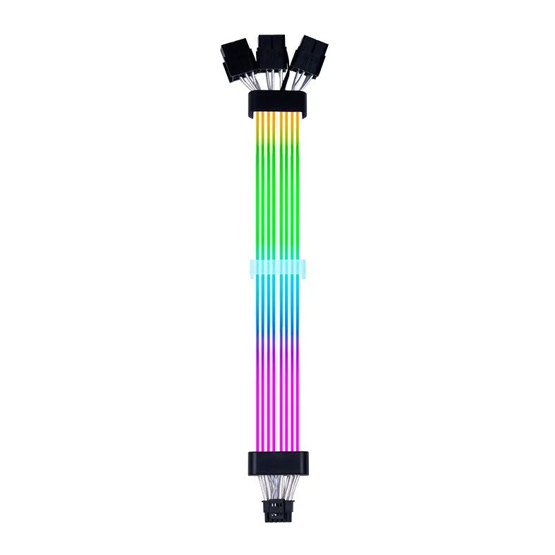Cabo Extensor Sleeved Acegeek Ac124 ARGB 12+4 Pinos Preto 5
