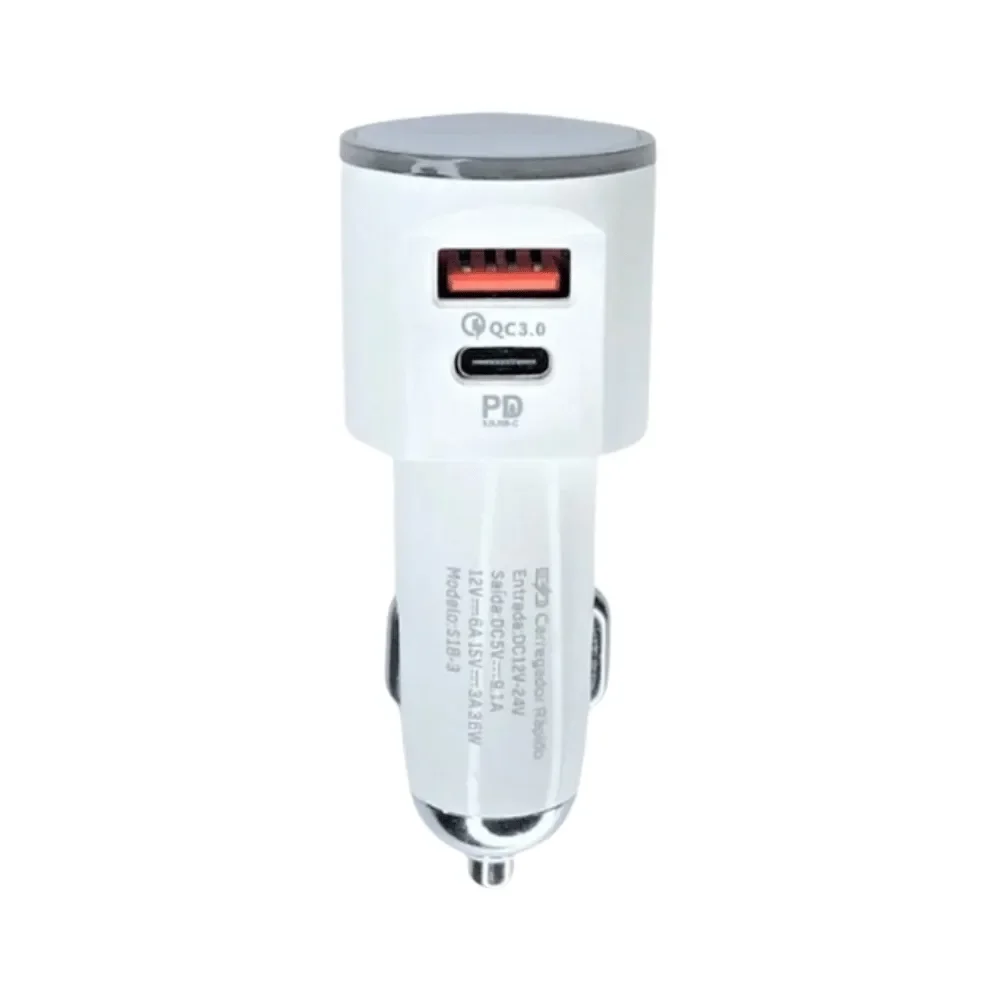Carregador Veicular Pd + Qc 40w / 9.1a - Agold