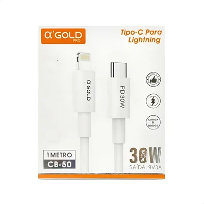 Cabo De Dados Type-c Para Iphone 1m 30w Agold Cb-50 Branco